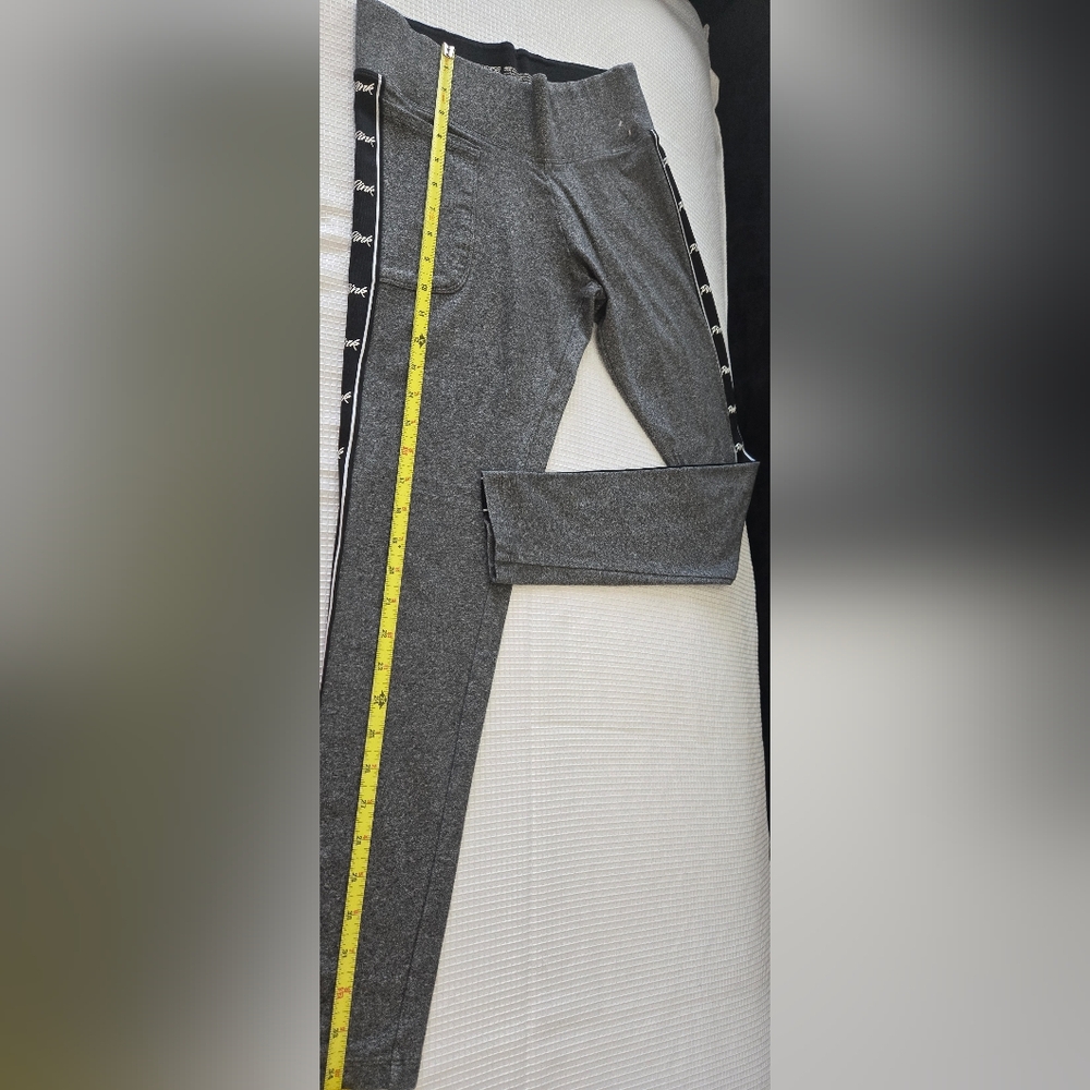 PINK Victoria's Secret Gray Leggings with Black Logo Stripes - Picture 8 of 11